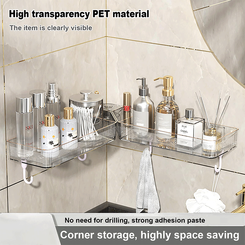 Wall-Mounted No-Punching Corner Shelf,Corner Shower Shelf, Strong Adhesive Shelf, Neat Shower Storage and Soap Holder