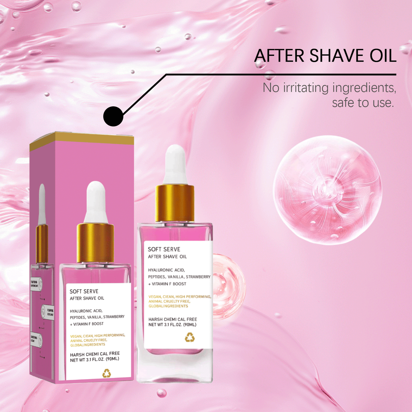 Strawberry Scent After Shave Oil for Women, Care for Deep Moisturizing and Exfoliating Suitable for All Skin with 40ml/1.35oz