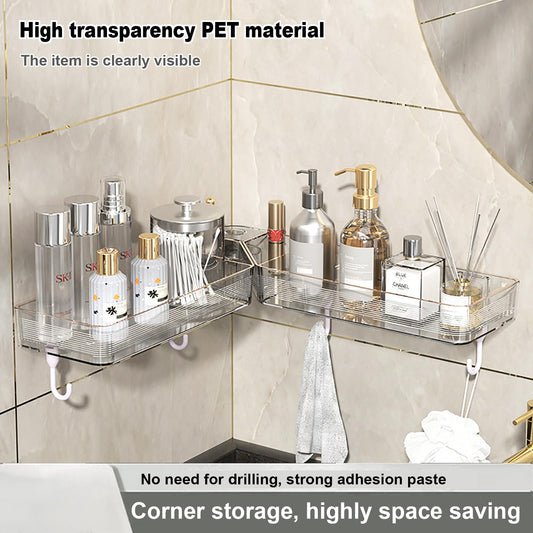 Wall-Mounted No-Punching Corner Shelf,Corner Shower Shelf, Strong Adhesive Shelf, Neat Shower Storage and Soap Holder